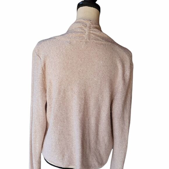 Knitted and Knotted Blush Shimmery Open Cardigan - Picture 4 of 8